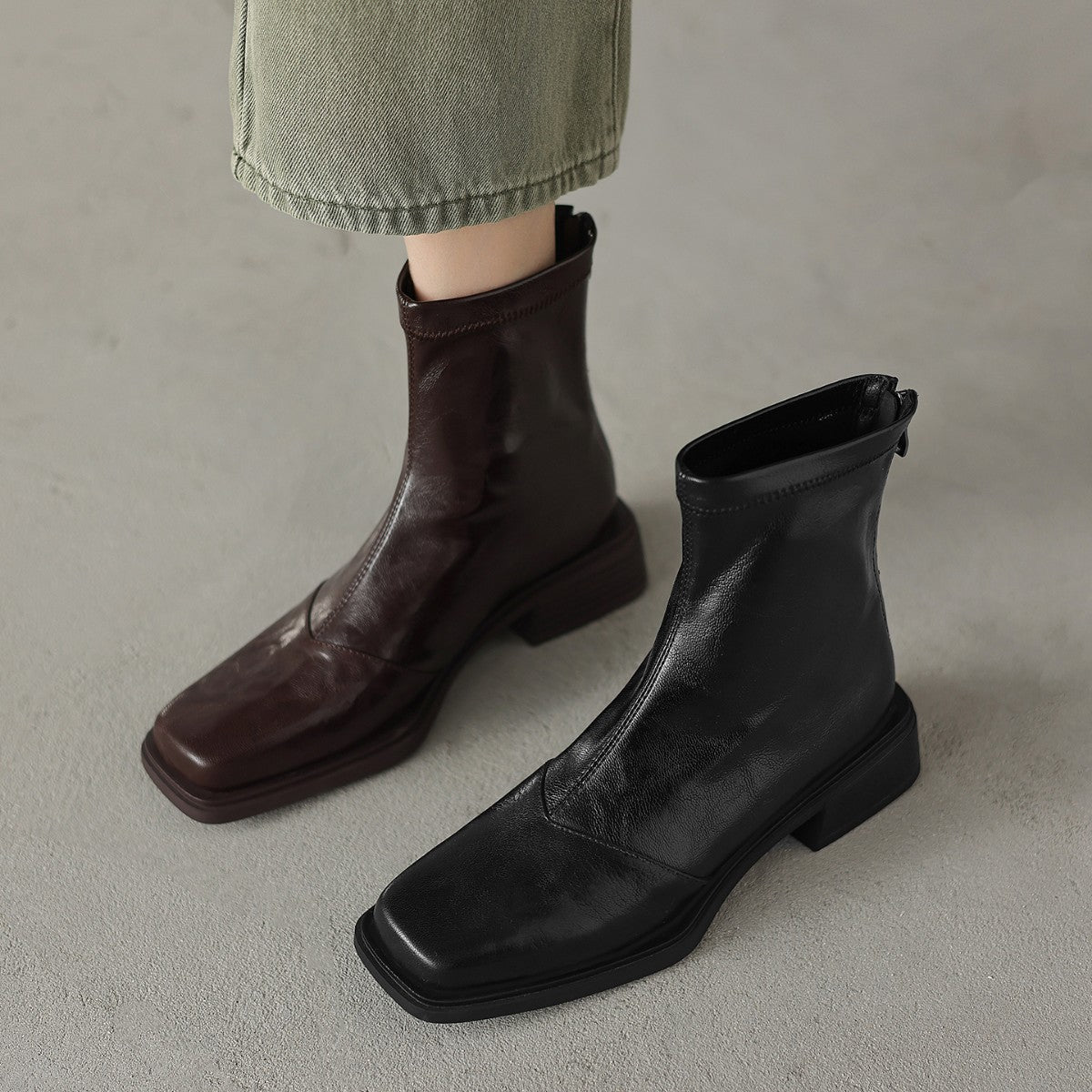Women's ankle boots with stylish block heel and high-quality leather upper Fashion Glam
