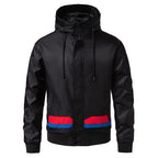 Men's hooded bomber jacket in an urban retro look with contrast stripes, wind-resistant exterior, and ribbed cuffs Fashion Glam