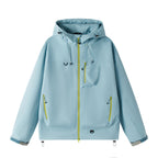 Men's Lightweight Tech Softshell Jacket with Hood, Adjustable Hem and Contrast Zippers Fashion Glam