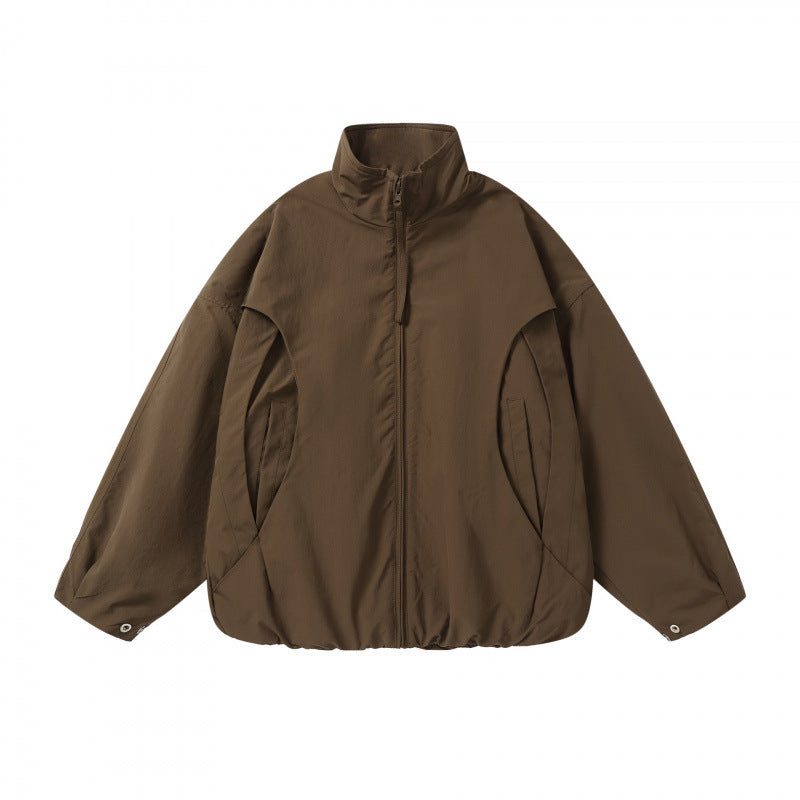 Unisex Lightweight technical blouson with stand-up collar, full-length zipper and drawstring hem Fashion Glam