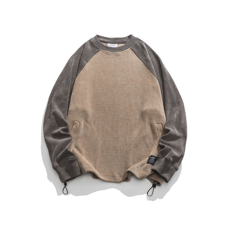 Unisex Oversize Cord Sweatshirt with Raglan Sleeves, Kangaroo Pockets and Drawstring Hem Fashion Glam