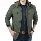 Men's Modern Softshell Field Jacket with Hood, Breathable Stretch and Organizer Pockets Fashion Glam