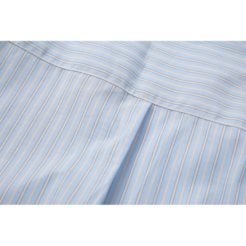 Men's Wide Cut Poplin Shirt with Stripes and Chest Pocket Fashion Glam