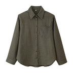 Women Oversize Check Shirt with Chest Pocket and Curved Hem Fashion Glam