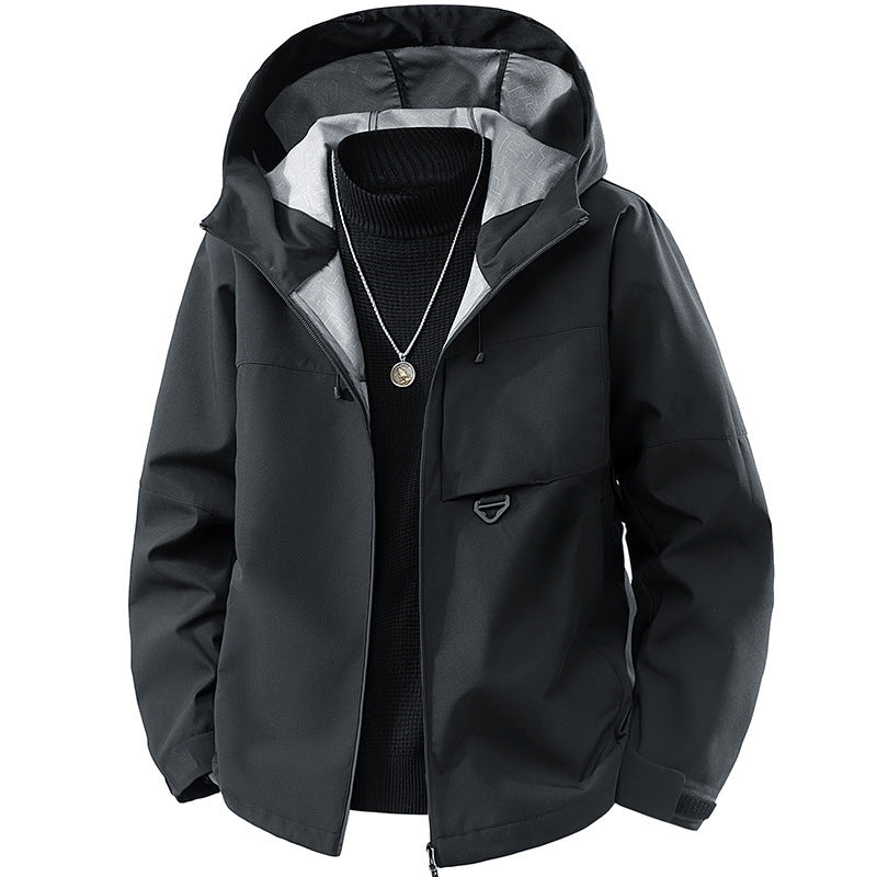 Men's technical hooded softshell jacket with adjustable hood and utility pockets Fashion Glam