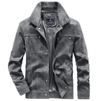 Men's suede trucker jacket with snap buttons and contrast stitching Fashion Glam