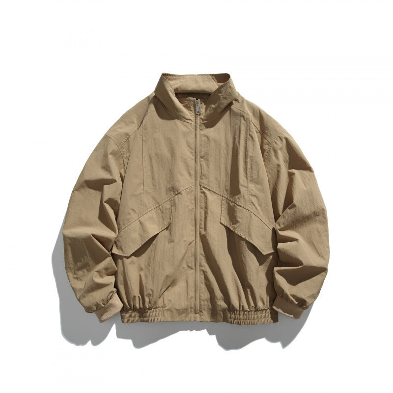 Unisex Lightweight Nylon Bomber Jacket with Stand-Up Collar, Full Zip and Elastic Hem Fashion Glam