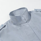 Women’s field jacket in utility style with drawstring waist, flap pockets, and stand-up collar Fashion Glam