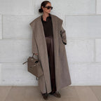 Women Oversize Wool Blend Cocoon Coat with Extra Wide Shawl Collar and Straight Cut Fashion Glam