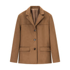Women's short coat in blazer style made of suede imitation with lapel collar and patch pockets Fashion Glam
