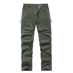 Men's Multifunctional Cargo Travel Pants with Elastic Waistband, Zipper Pockets and Knee Reinforcement Fashion Glam