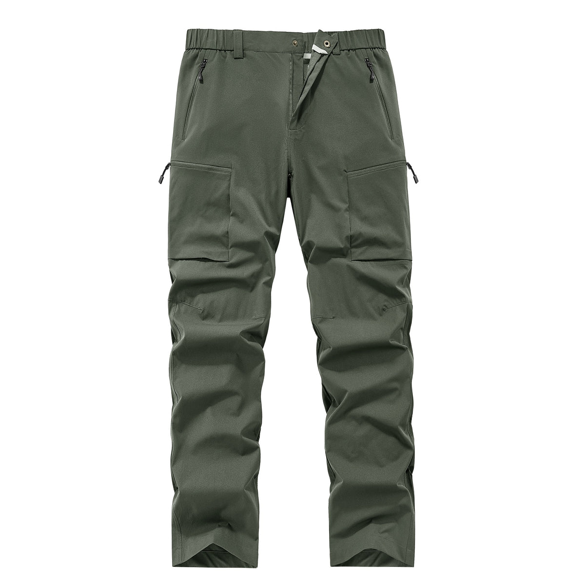Men's Multifunctional Cargo Travel Pants with Elastic Waistband, Zipper Pockets and Knee Reinforcement Fashion Glam