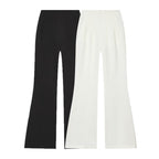 Women's High-Waisted Wide Fabric Pants with Straight Leg and Hidden Waistband Fashion Glam