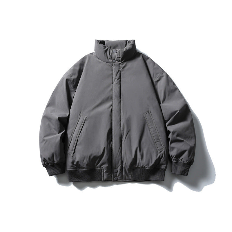 Unisex Stylishly cut padded bomber jacket with high stand-up collar and concealed front placket Fashion Glam