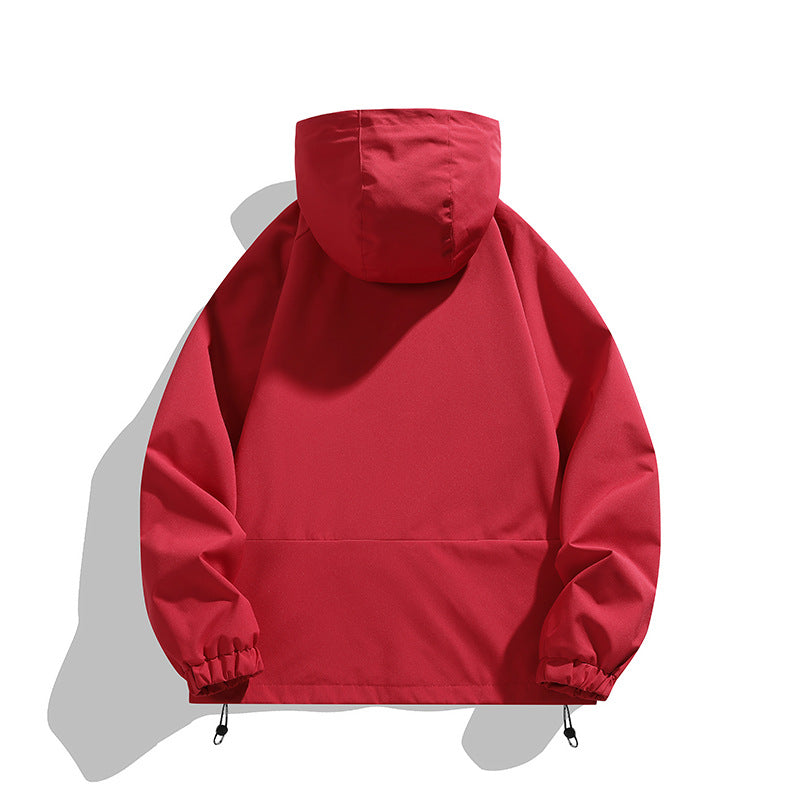 Unisex Lightweight Hooded Windbreaker with Water-Repellent Surface, Zipper Pockets and Drawstring Fashion Glam