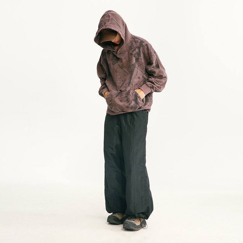 Men's loose-fitting ripstop leisure pants with camouflage pattern and elastic drawstring waistband Fashion Glam