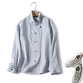 Women Light Oversized Blouse Jacket with Stand Collar and Concealed Snap Button Placket Fashion Glam