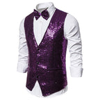 Men's Glittering Festive Vest with Matching Bow Tie Fashion Glam