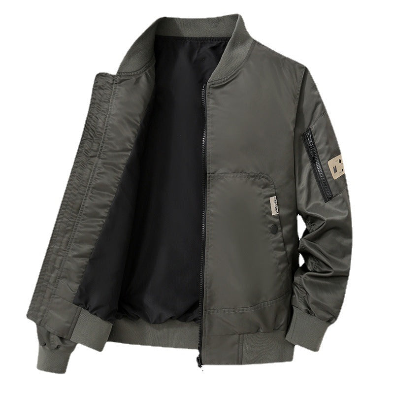 Men's Lightweight Bomber Jacket Made of Nylon with Arm Pocket and Ribbed Cuffs Fashion Glam