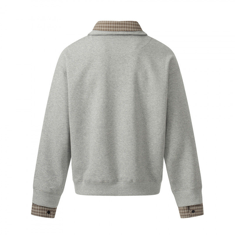 Men's sweatshirt with integrated shirt collar and layering look Fashion Glam