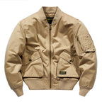 Men's Short-Cut Canvas Bomber Jacket in Utility-Field Style with Pocket Organizer Fashion Glam