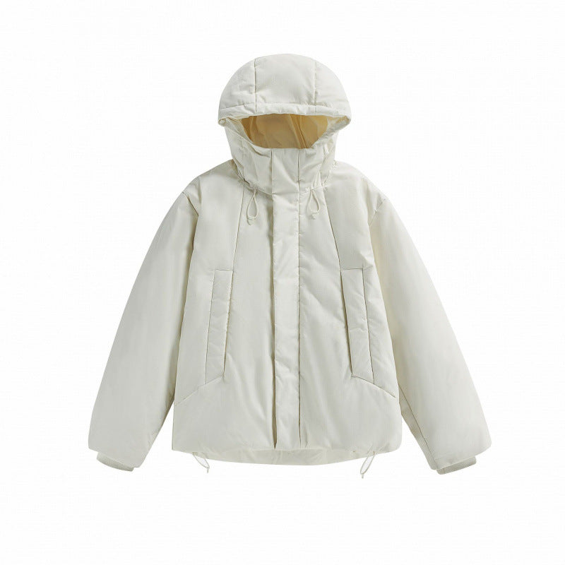 Unisex Short Padded Hooded Transition Jacket in Boxy Cut with High Stand Collar Fashion Glam