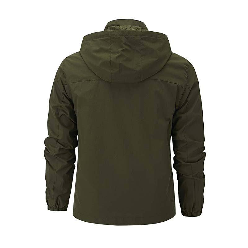 Men's Multifunctional Softshell Outdoor Jacket with Hood, Chest Zipper, and Breathable Lining Fashion Glam
