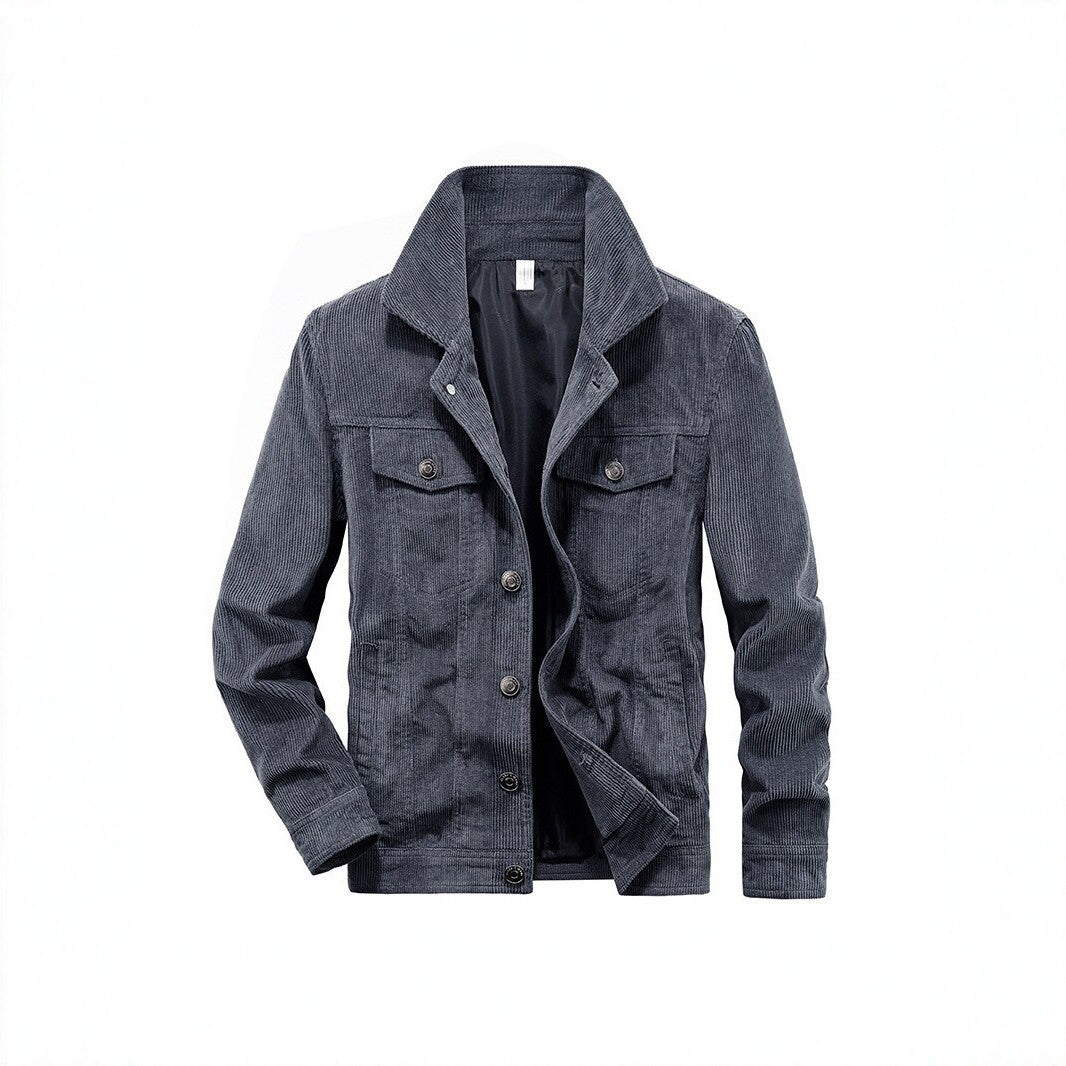 Men's cord jacket made of fine corduroy with shirt collar, chest pockets, and quilted inner lining Fashion Glam