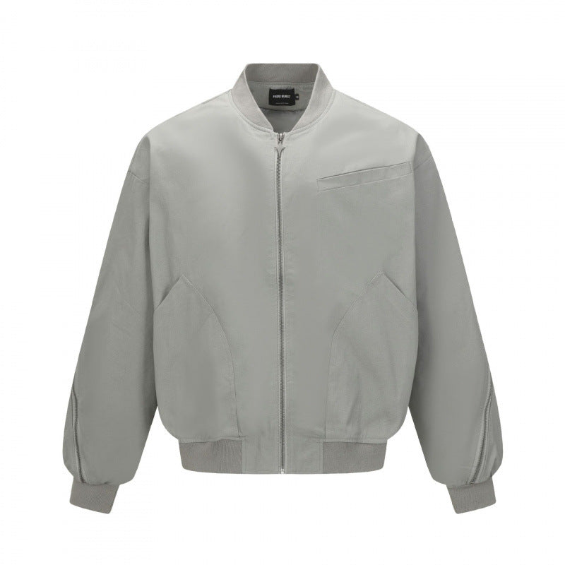 Unisex Boxy-Bomber jacket with full zip, ribbed hem and chest welt pocket Fashion Glam