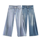 Women's High-Waisted Wide Jeans Culotte with Side Panel Inserts Fashion Glam