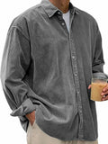 Men's casual cord shirt made of fine ribbed fabric with oversized fit Fashion Glam