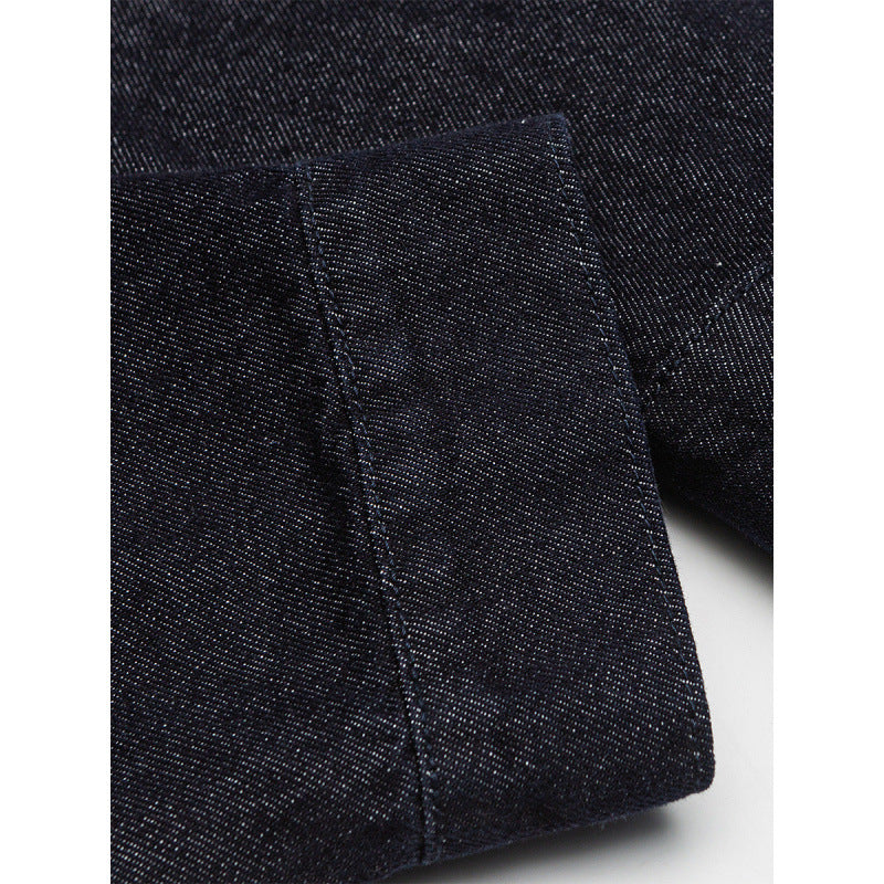 Men's Boxy Denim Jacket with Cord Collar and Metal Toggle Closures Fashion Glam