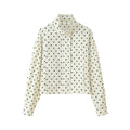 Women's short dotted jacket in blouson style with stand-up collar and balloon sleeves Fashion Glam
