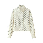 Women's short dotted jacket in blouson style with stand-up collar and balloon sleeves Fashion Glam