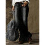 Women's Wide Vintage Jeans with High Waist and Used Wash Fashion Glam