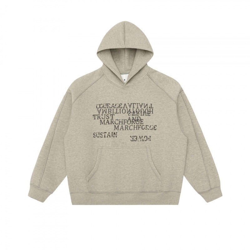 Unisex Oversize Hoodie with typographic Mirror Print, kangaroo pocket and raglan sleeves Fashion Glam