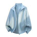Women's Light Oversize Wind Jacket with Stand-up Collar, Drawstring and Elastic Cuffs Fashion Glam