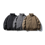 Unisex Stylishly cut padded bomber jacket with high stand-up collar and concealed front placket Fashion Glam