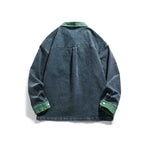 Men's Oversize Denim Shirt Jacket with Contrast Collar, Frayed Chest Pocket, and Casual Boxy Silhouette Fashion Glam