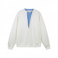 Women's oversized sweatshirt with integrated shirt collar insert and deep V-neck Fashion Glam