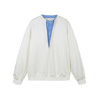 Women's oversized sweatshirt with integrated shirt collar insert and deep V-neck Fashion Glam