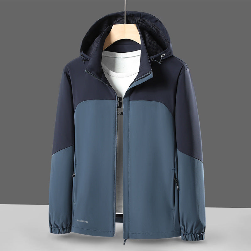 Men's Lightweight Softshell Windbreaker with Hood, Water-Repellent Membrane and Zipper Pockets Fashion Glam