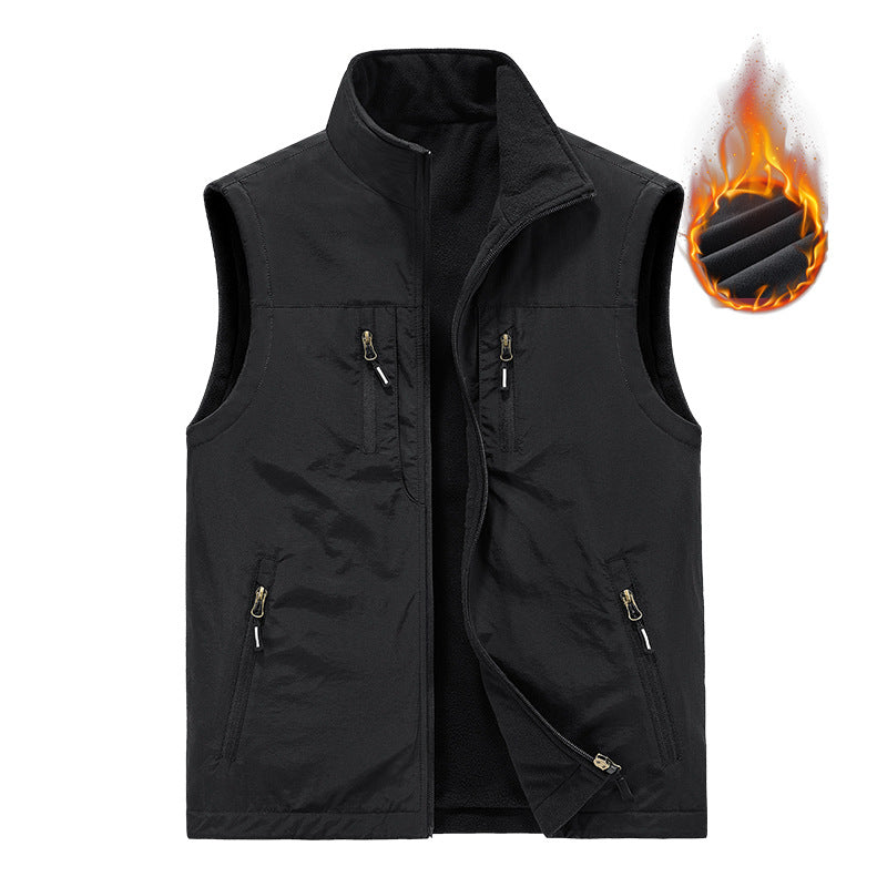 Men's Thermal Outdoor Vest with Fleece Inner Lining, Windproof Shell and Multiple Zipper Pockets Fashion Glam