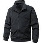 Men's Technical Microfiber Softshell Jacket in Bomber Style with Stand Collar and Zipper Pockets Fashion Glam