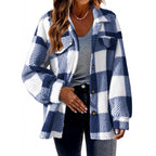 Women's Checkered Teddy Shirt Jacket in Oversized Shacket Style Fashion Glam