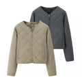 Women’s short quilted jacket with diamond quilting, full zip and integrated pockets Fashion Glam