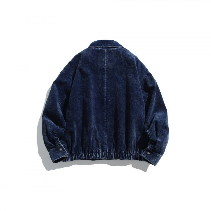Men's corduroy blouson jacket in oversized fit with zipper and elastic hem Fashion Glam