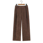 Women High-Waisted Cord Pants with Wide Leg and Pleats Fashion Glam