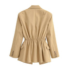 Women Oversized Blazer with Distinctive Lapels and Slightly Tailored Silhouette Fashion Glam