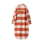 Women's checked longline faux fur overcoat with patch breast pockets Fashion Glam